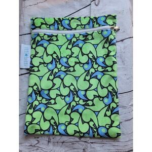 Itti Bitti Minky Bag 11" X 14" Green Blue Zippered Pool Beach Bathing Suit